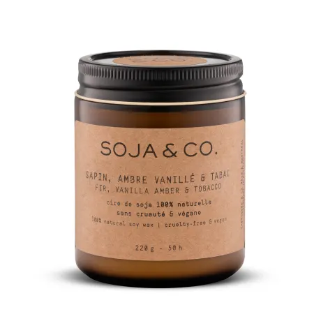 SOJA&CO. Soy Wax Candle — Fir, Vanilla Amber & Tobacco 8oz