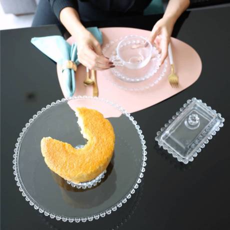 Pearl Collection Support à gâteaux en cristal 20x9cm