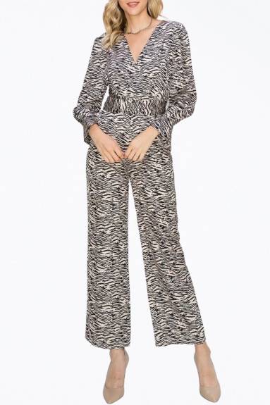 adelyn rae - Toni Zebra-Print Belted Wrap-Effect Sateen Jumpsuit