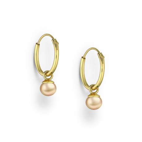Gold Plated Sterling Silver Huggie Hoop Earrings with Black Freshwater Pearl by Ag Sterling