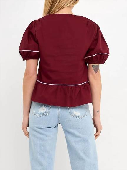 2.7 AUGUST APPAREL - Falling For Maroon Peplum Top