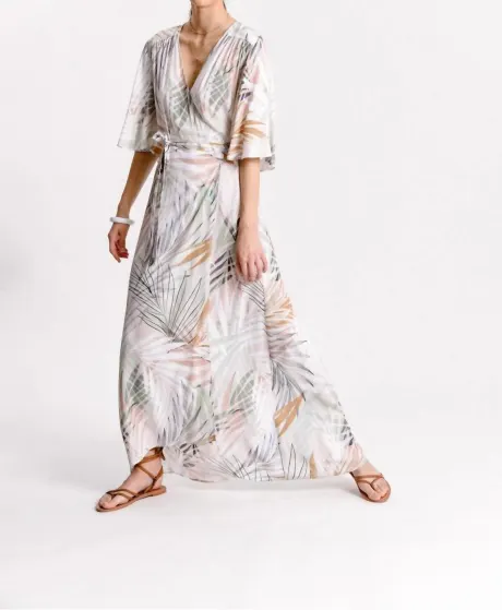 MOLLY BRACKEN - Printed Sunset Palm Wrap Dress