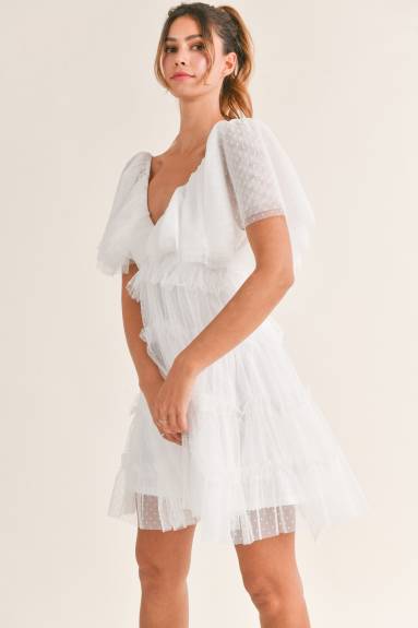Evercado - Flutter Sleeve Ruffle Mini Dress