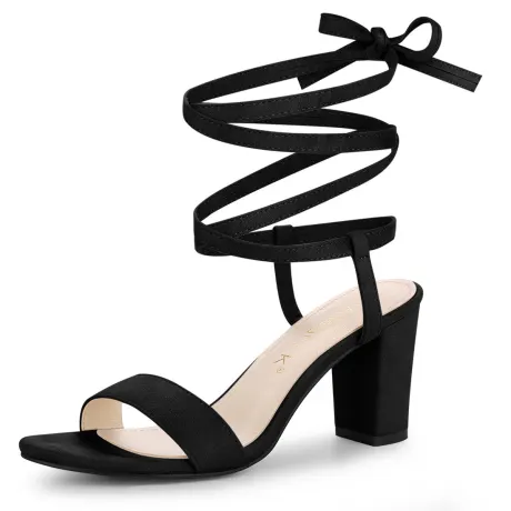 Allegra K - Lace Up Chunky Heeled Sandals Heels
