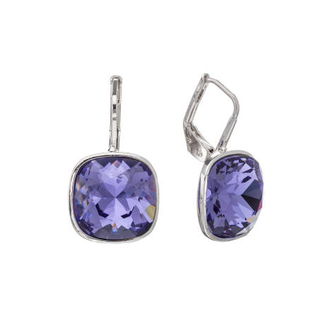 Tanzanite Cushion Cut Leverback Earrings made with Quality Austrian Crystals - MICALLA