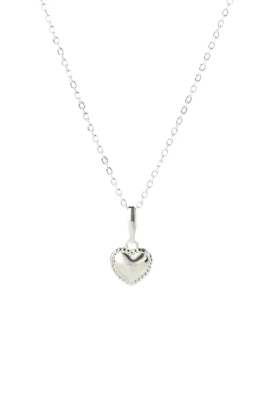 Classicharms-925 Sterling Silver Carved Heart Pendant Necklace