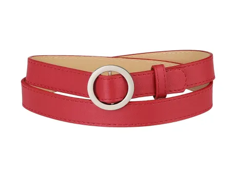 Allegra K- O Ring Metal Buckle Plus Size Thin Nonporous Waist Belt