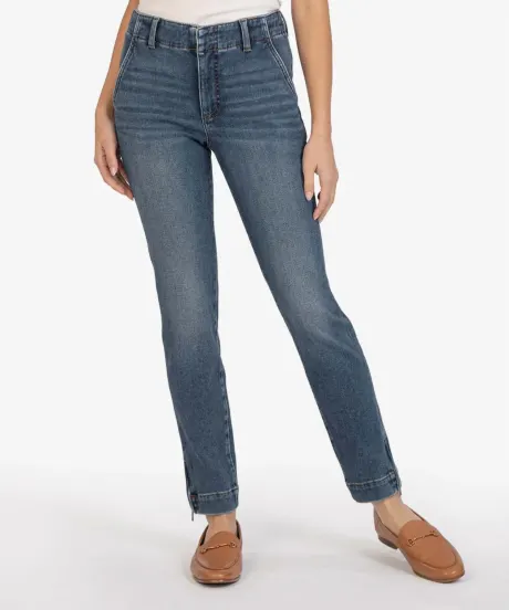 Reese Straight With Slanted Pocket Zip Side Hem Jean