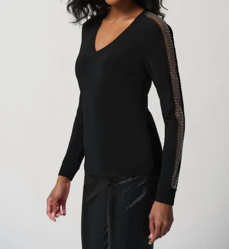 Joseph Ribkoff - Silky Knit Top With Mesh Inserts