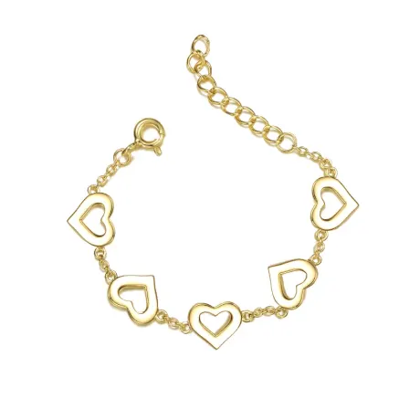 Rachel Glauber 14k Yellow Gold Plated Forever Heart Toddler Bracelet, Adjustable in Length