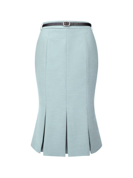 Hobemty- Below Knee Lenght Fishtail Skirt with Belt