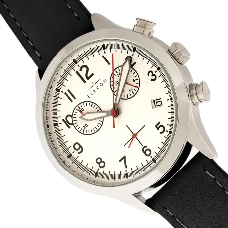 Elevon - Antoine Chronograph Leather-Band Watch w/Date - Black/Silver