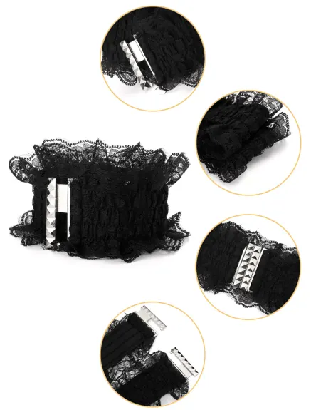 Allegra K- Interlocking Buckle Mesh Lace Decor Waist Belt