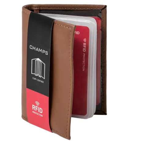 CHAMPS Leather RFID Double Card/ID Holder with Center Wing