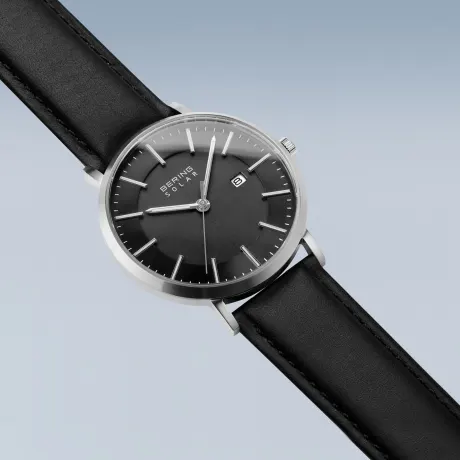 BERING - 39mm Men's Solar Stainless Steel Watch In Silver/Black