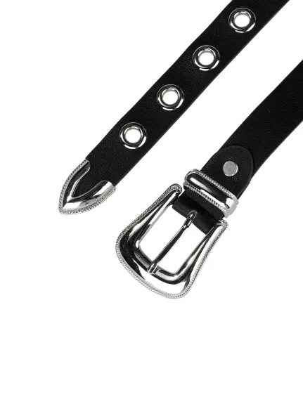 Allegra K- Grommet Skinny Waist Metal Pin Buckle Belt Plus Size