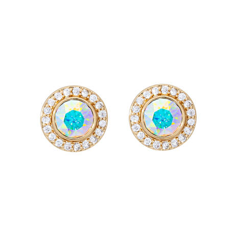 Aurora Borealis Crystal Halo Stud Earrings made with Quality Austrian Crystals - MICALLA