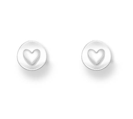 Ag Sterling - Sterling Silver Stamped Heart Stud Earrings