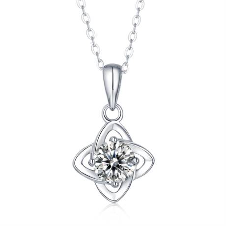 Stella Valentino Sterling Silver 1ctw Lab Created Moissanite Four-Pointed Orbital Star Pendant Layering Necklace
