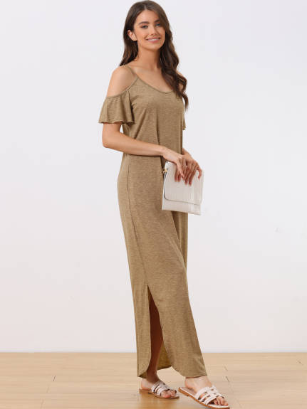 cheibear - Summer Cold Shoulder Loose Nightgown