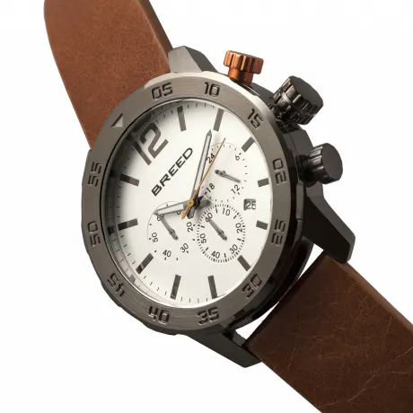 Breed - Manuel Chronograph Leather-Band Watch w/Date - Silver
