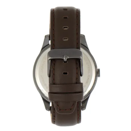 Simplify - Montre à bracelet en cuir série 6600 - Marron/Noir