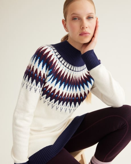 Tunique en tricot à manches longues et motif nordique