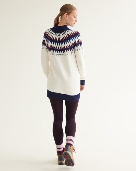 Long-Sleeve Tunic Sweater with Fair-Isle Pattern