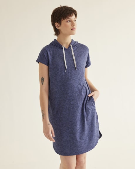 Extended-Sleeve Hooded Dress, Dry Lux Hyba