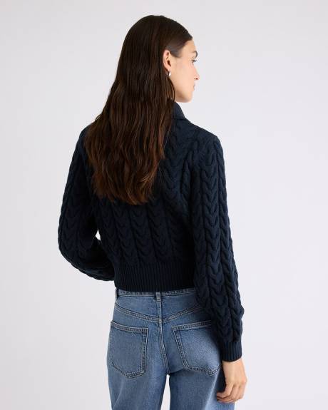 Cardigan à Manches Longues et Col Polo à Grand Revers