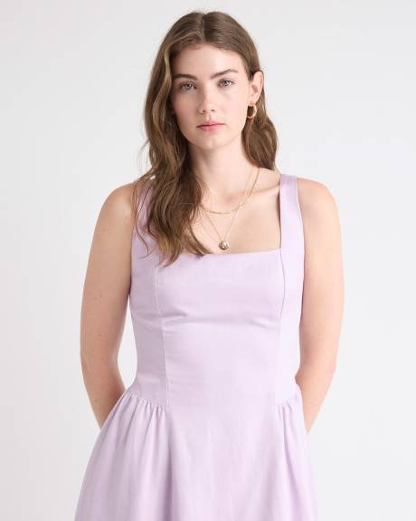 Sleeveless Mini Dress with Square Neckline