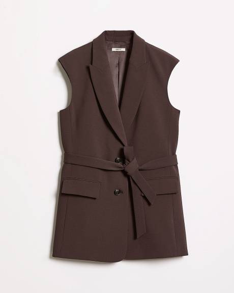 Veste Longue Sans Manches en Sergé