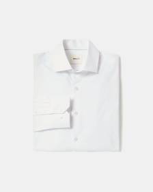White Slim-Fit Dress Shirt with Tonal Twine
