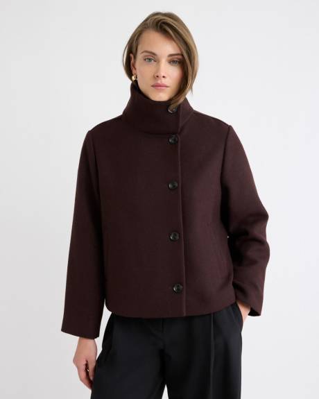 Wool-Blend Funnel-Neck Jacket