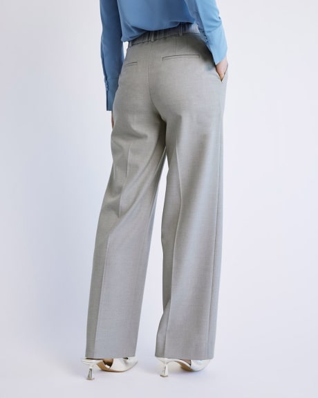 Pantalon Taupe à Jambe Large et Taille Haute