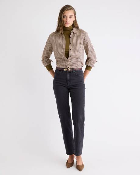 Plaid Long-Sleeve Buttoned-Down Blouse