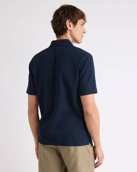 Short-Sleeve Ribbed Half-Zip Polo