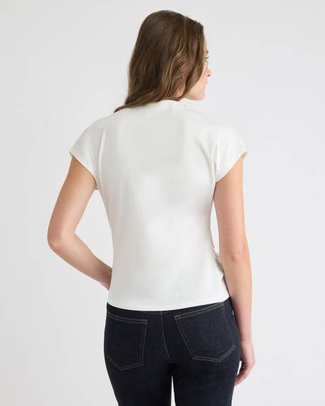 Haut Drapé à Manches Très Courtes et Col Rond