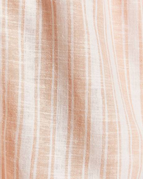 Blouse en Mélange de Lin à Manches Courtes avec Ceinture Amovible