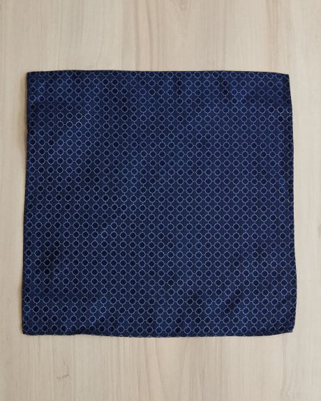 Navy Handkerchief with Geometric Pattern