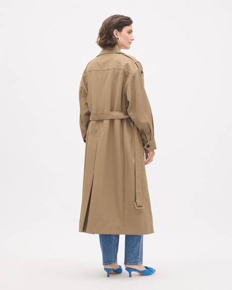 Double-Breasted Wool-Blend Trench Coat with Belt