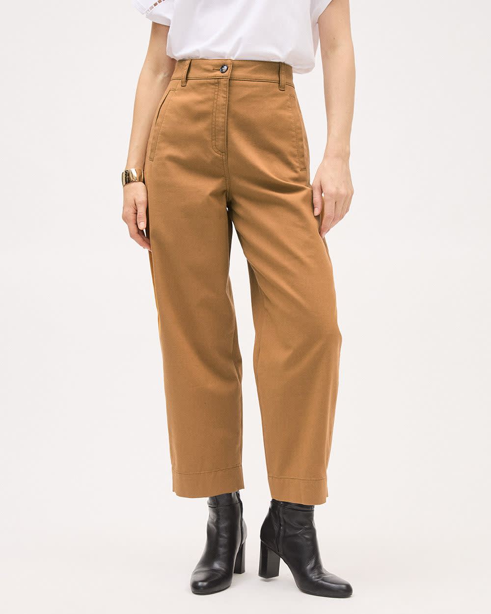 Twill High-Rise Barrel Pant