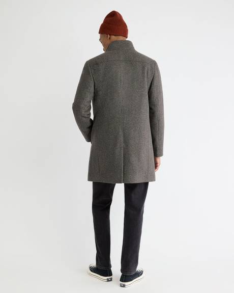 Classic Mock-Neck Heathered-Wool Coat with Dickey