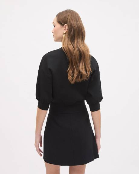 Elbow-Sleeve Buttoned-Down Cardigan