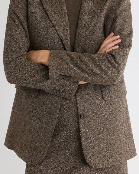 Veston Décontracté à Chevrons à Trois Boutons