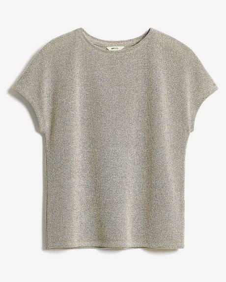 Crew-Neck Extended-Sleeve Bouclé Top