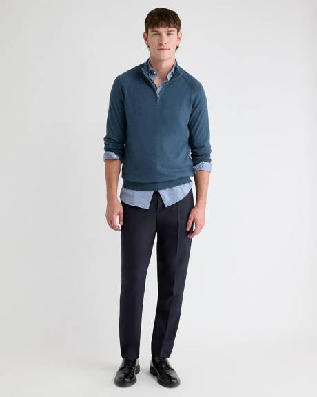 Pull à Col Montant à Demi-Zip et Manches Longues