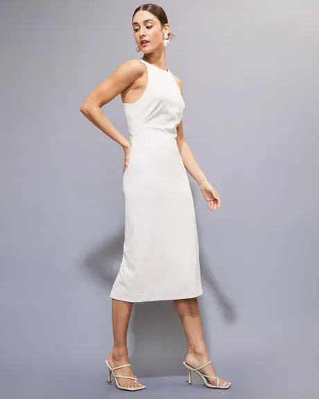 Sleeveless Midi Cocktail Dress with Open Back