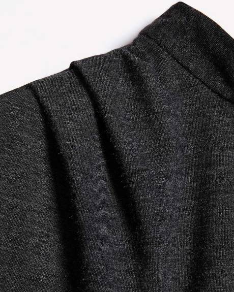 Extended-Sleeve Mock-Neck Top with Tie