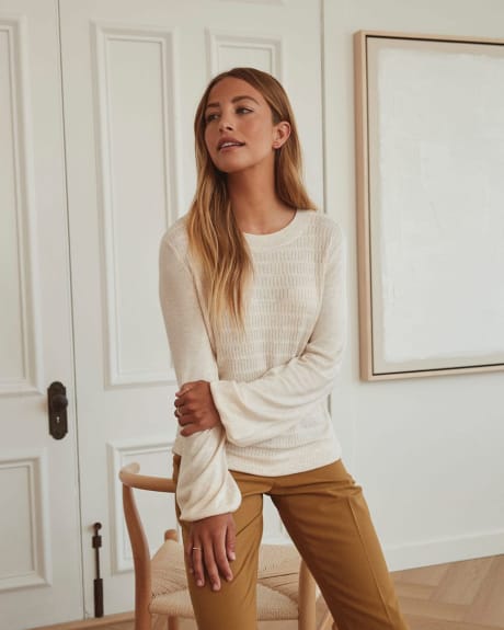 Fancy Stitch Long Puffy Sleeve Pullover
